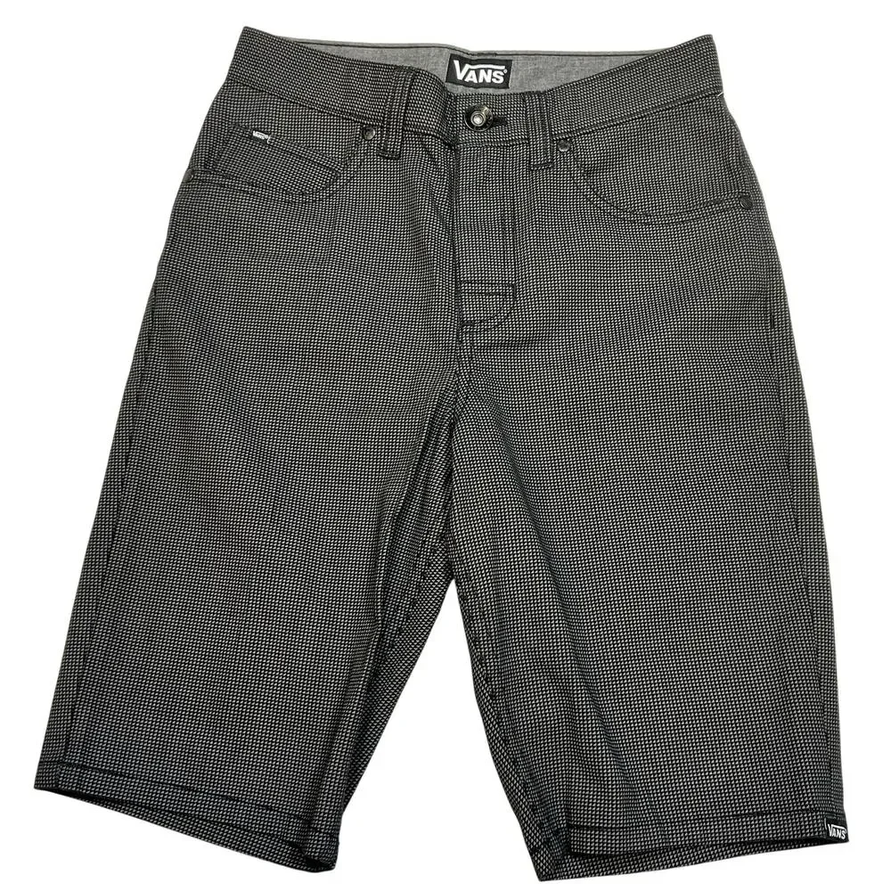 Vans Shorts Lot 2 Boys Kids Size 12 Black Grey Plaid Casual Skateboarding New